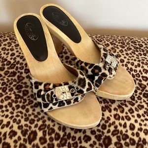 DR SCHOLL'S ORIGINAL Very Rare! Real fur printed Tigress Leopard Heels.